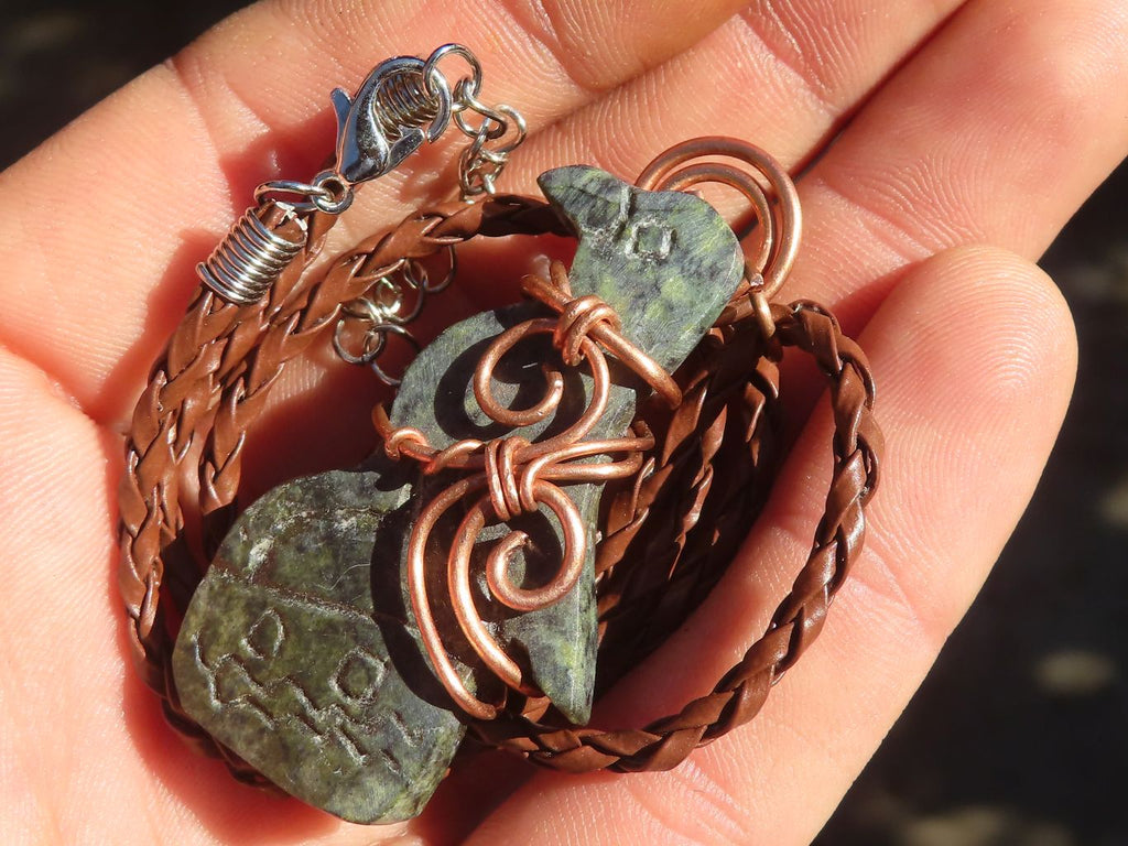 Polished  Copper Wire Wrapped Leopard Stone Eagle Pendants  x 6 From Zimbabwe - Toprock Gemstones and Minerals 
