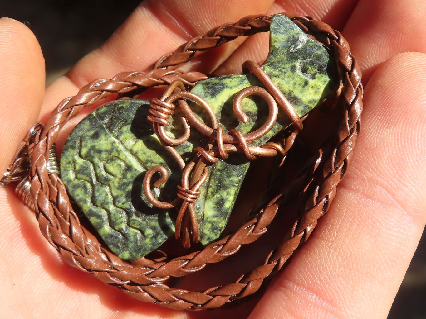 Polished  Copper Wire Wrapped Leopard Stone Eagle Pendants  x 6 From Zimbabwe - Toprock Gemstones and Minerals 