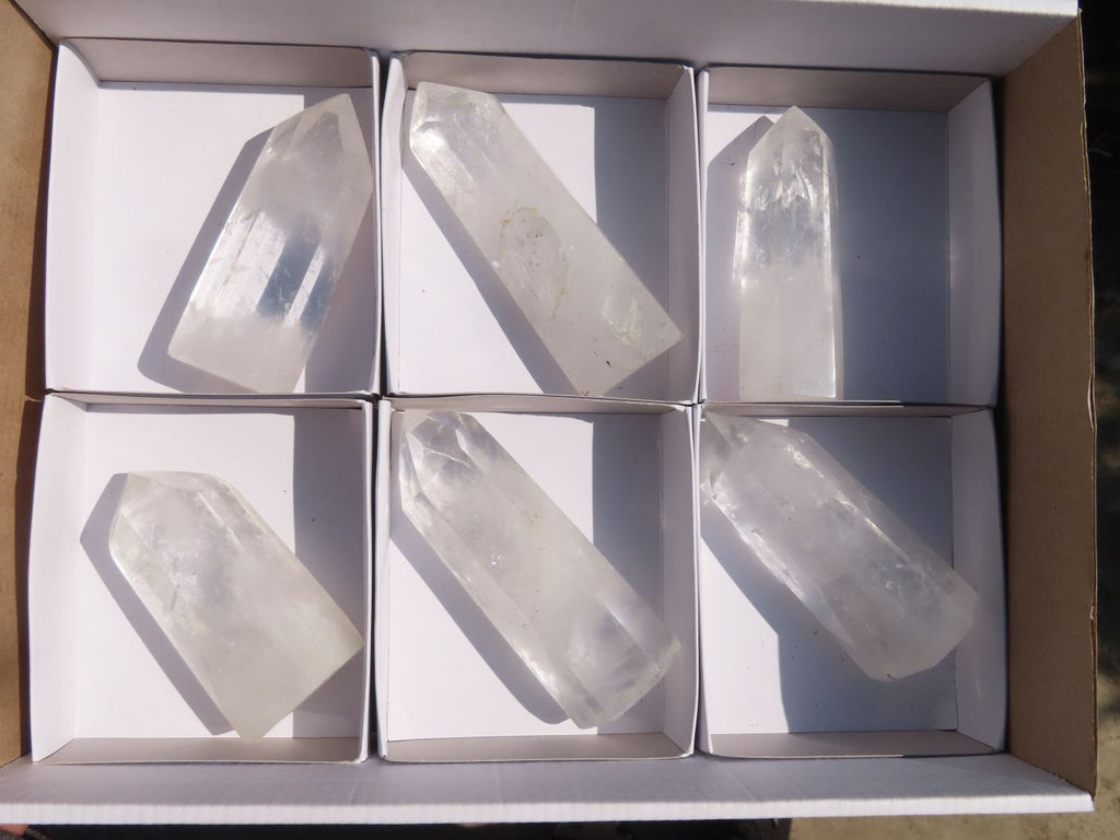 Polished Clear Quartz Crystal Points  x 6 From Madagascar - Toprock Gemstones and Minerals 