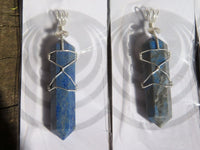 Polished Double Terminated Lapis Lazuli Crystals with Silver Wire Wrapped Pendant  - sold per piece - From South Africa - TopRock