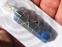 Polished Double Terminated Lapis Lazuli Crystals with Silver Wire Wrapped Pendant  - sold per piece - From South Africa - TopRock