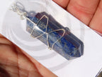 Polished Double Terminated Lapis Lazuli Crystals with Silver Wire Wrapped Pendant  - sold per piece - From South Africa - TopRock
