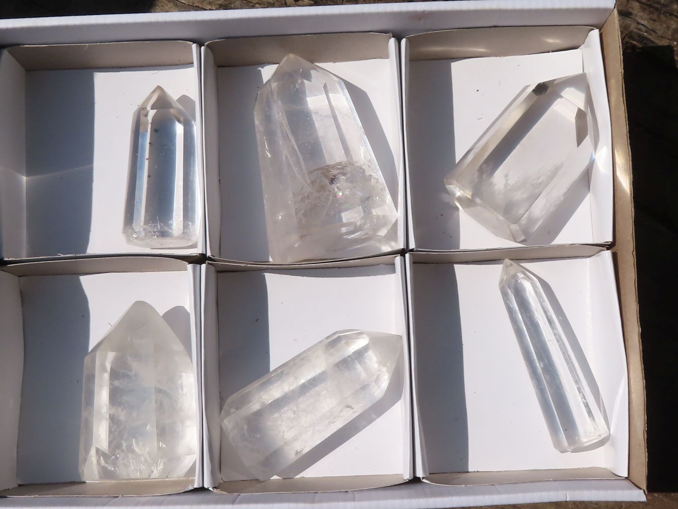 Polished Semi Optic Clear Quartz Points  x 6 From Madagascar - Toprock Gemstones and Minerals 