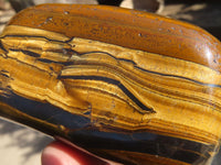 Polished Golden Tigers Eye Free Forms x 3 From Prieska, Northern Cape