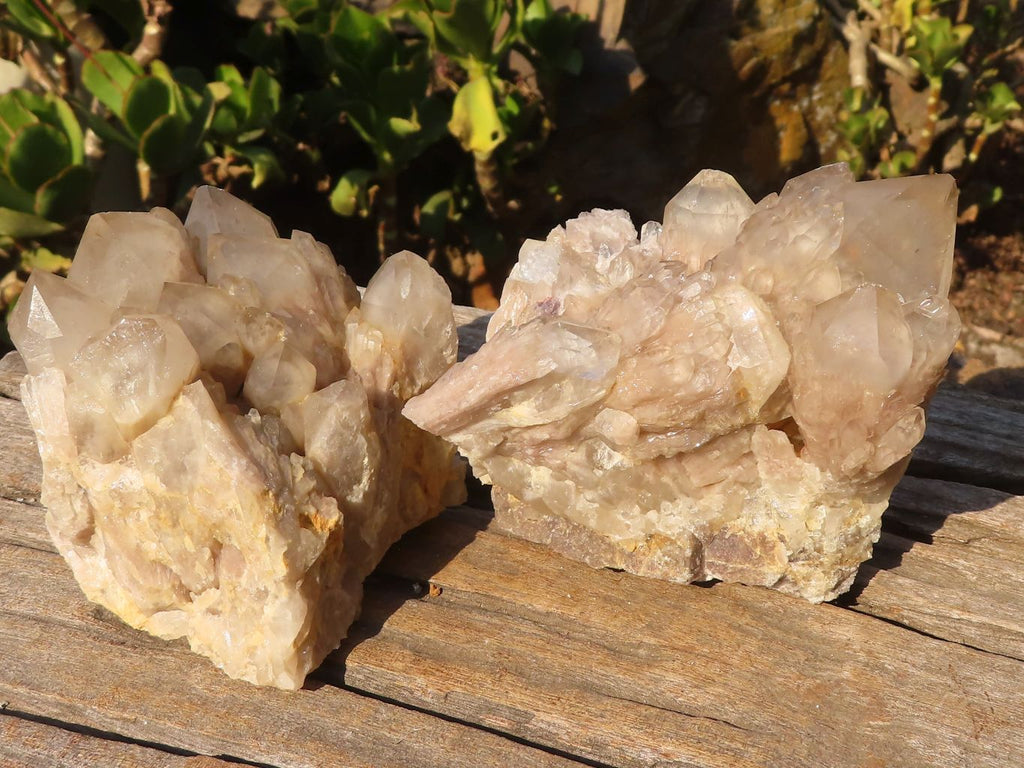 Natural Cascading Smokey Quartz Clusters x 2 From Luena, Congo - Toprock Gemstones and Minerals 