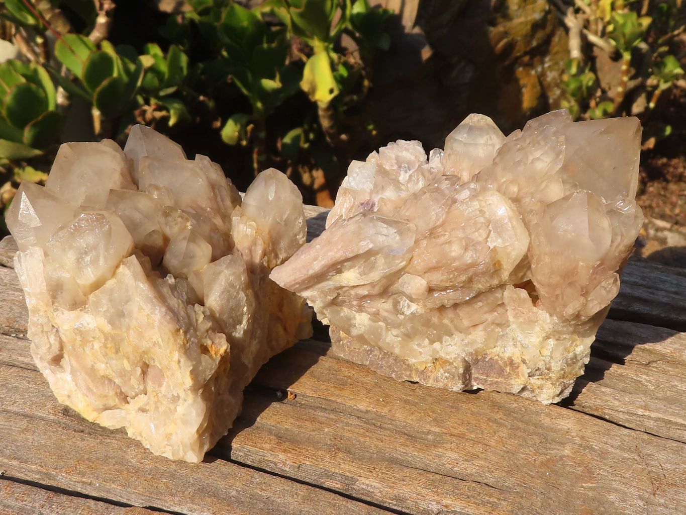 Natural Cascading Smokey Quartz Clusters x 2 From Luena, Congo - Toprock Gemstones and Minerals 