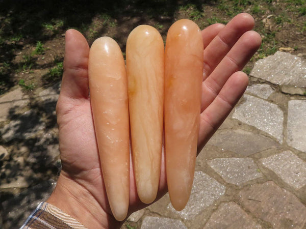 Natural Orange Twist Calcite Massage Wands  x 9 From Madagascar - TopRock