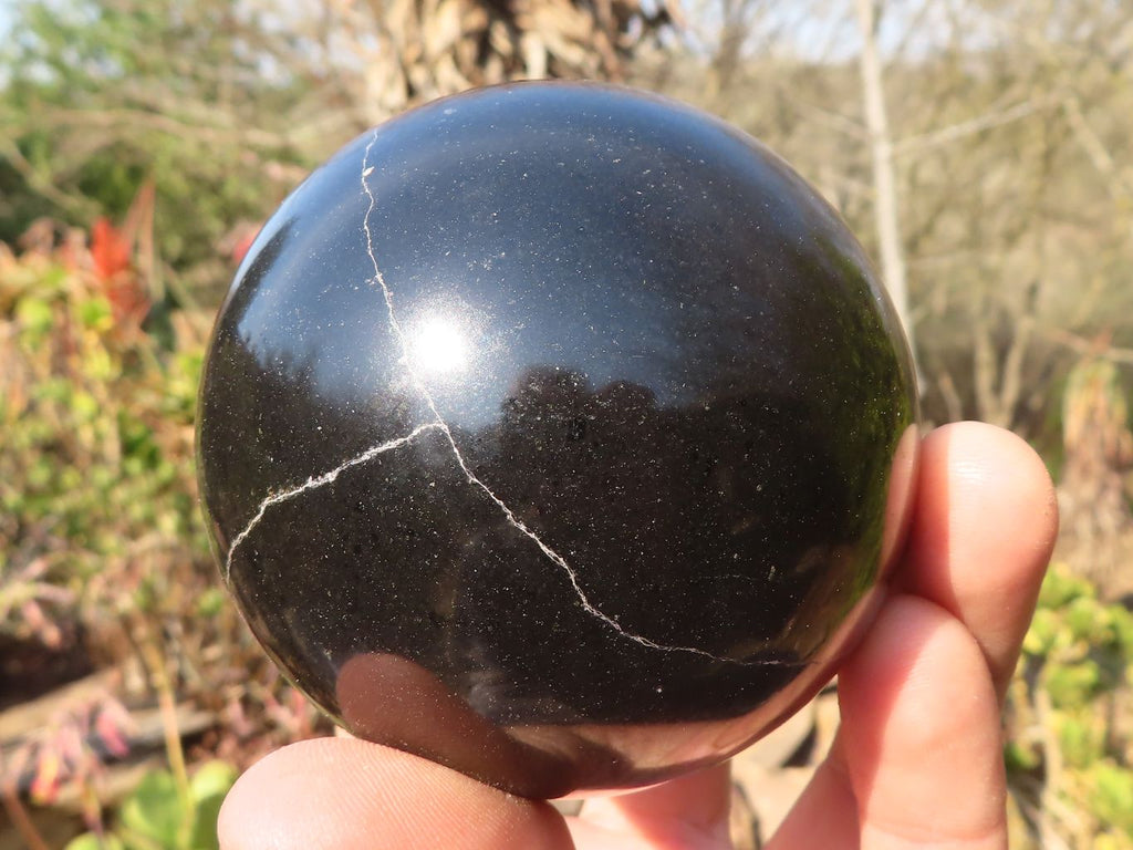 Polished Black Basalt Spheres x 2 From Madagascar - Toprock Gemstones and Minerals 