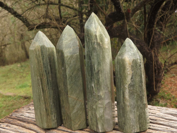 Polished Green Fuchsite Quartz Points  x 4 From Andakatani, Madagascar - TopRock