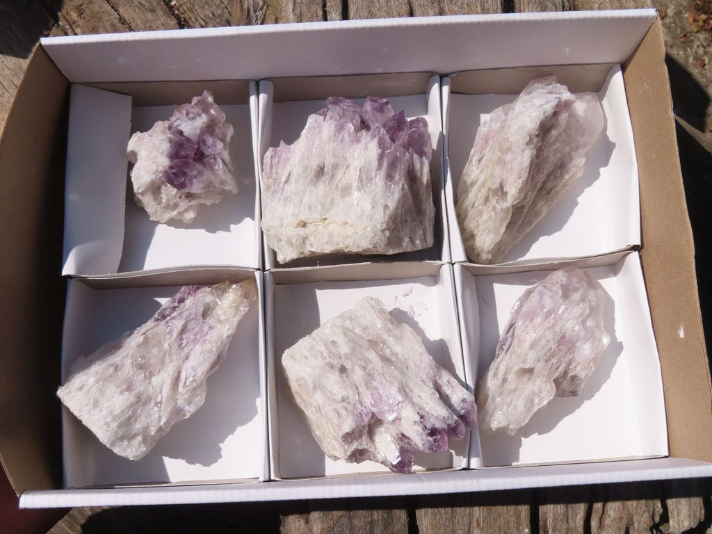 Natural Sugar Amethyst Clusters x 6 From Solwezi, Zambia - Toprock Gemstones and Minerals 