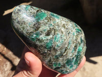 Polished Emerald Mica In Matrix Standing Free Forms x 2 From Mutoko, Zimbabwe - Toprock Gemstones and Minerals 