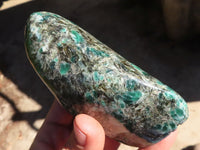 Polished Emerald Mica In Matrix Standing Free Forms x 2 From Mutoko, Zimbabwe - Toprock Gemstones and Minerals 