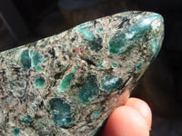 Polished Emerald Mica In Matrix Standing Free Forms x 2 From Mutoko, Zimbabwe - Toprock Gemstones and Minerals 