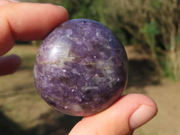 Polished Purple Highly Selected Lepidolite Palm Stones / Gallets  x 24 From Madagascar - TopRock