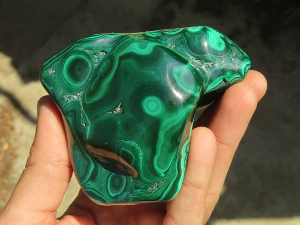 Polished Malachite Free Forms x 3 From Kolwezi, Congo - Toprock Gemstones and Minerals 