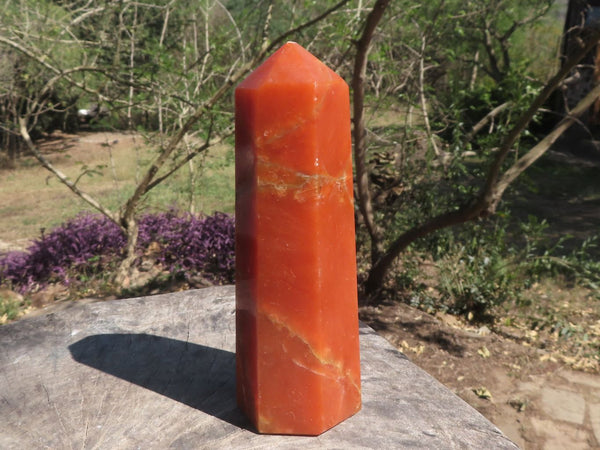 Polished Stunning Dark Intense Orange Twist Calcite Point x 1 From Madagascar - TopRock