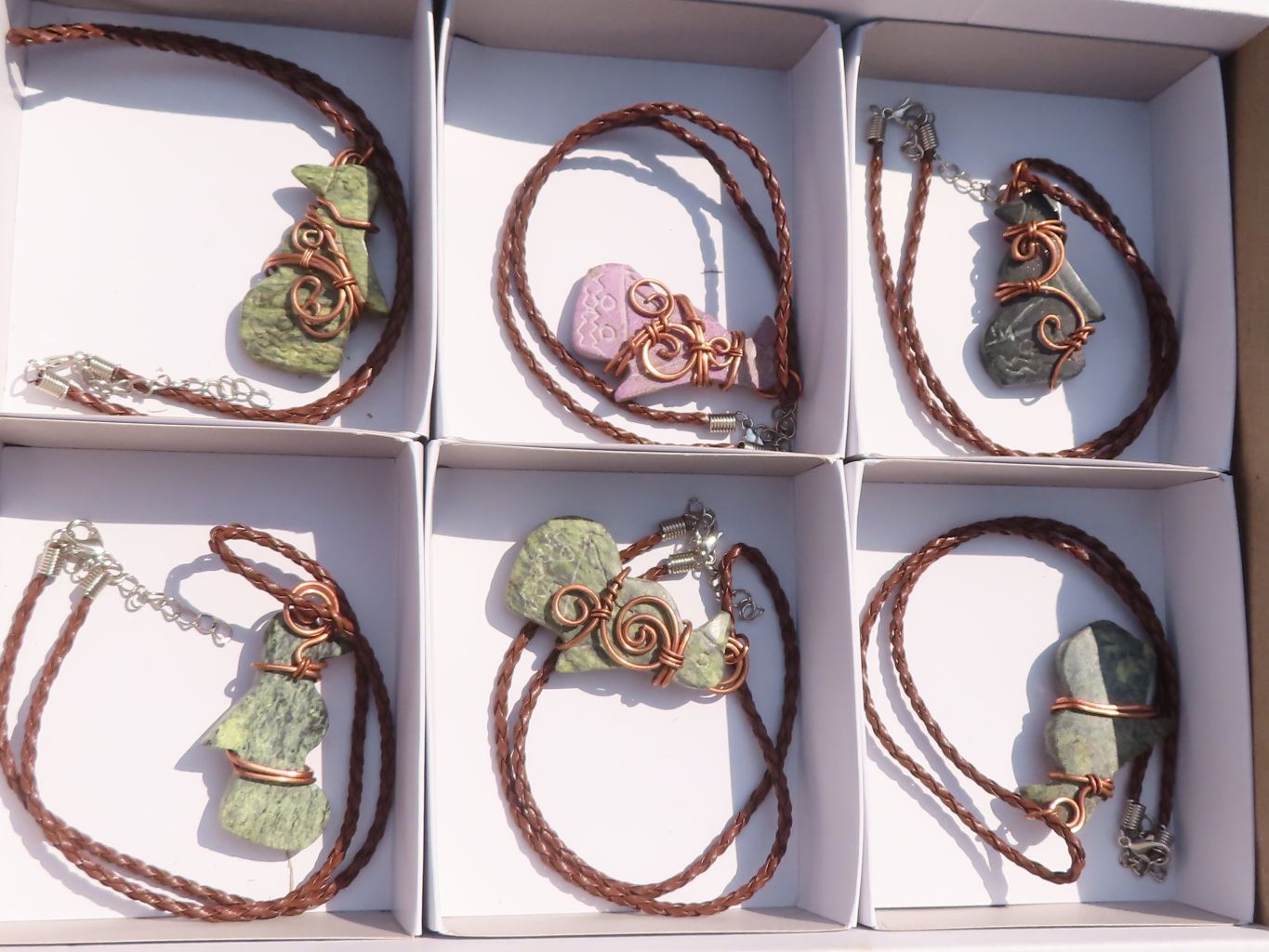 Polished Copper Wire Wrapped Ancient Eagle Pendants  x 6 From Zimbabwe - Toprock Gemstones and Minerals 