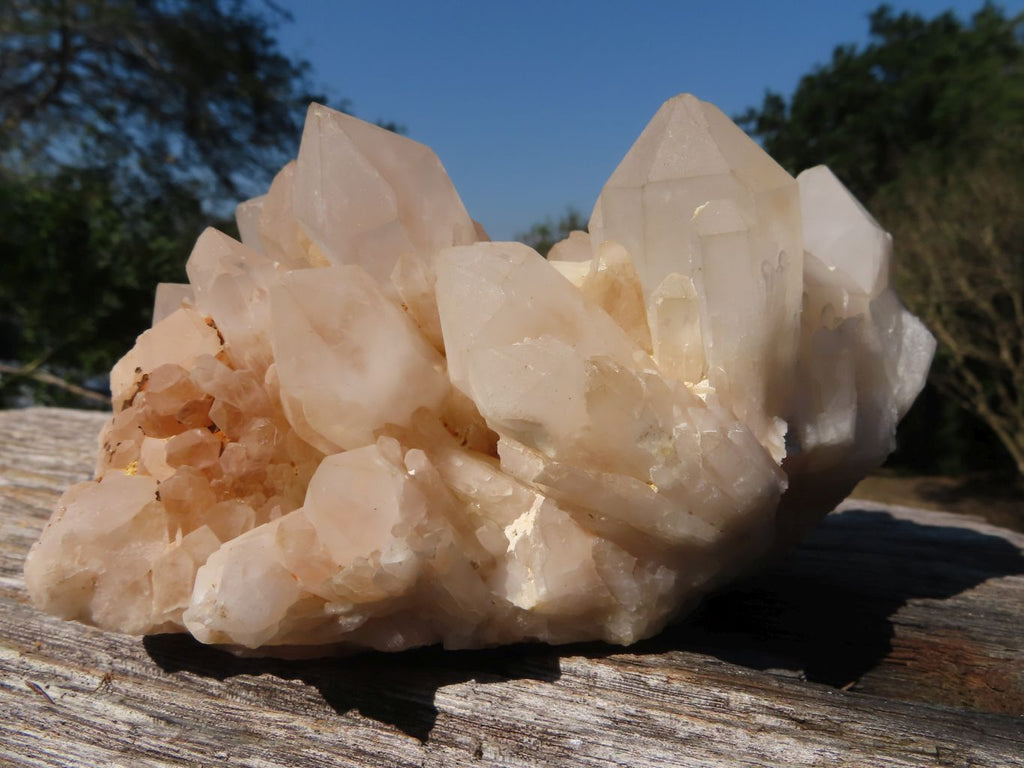 Natural Trio of Quartz Clusters with Mixed Colour Hues x 3 From Madagascar - TopRock