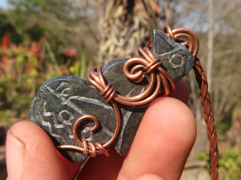 Polished Copper Wire Wrapped Ancient Eagle Pendants x 6 From