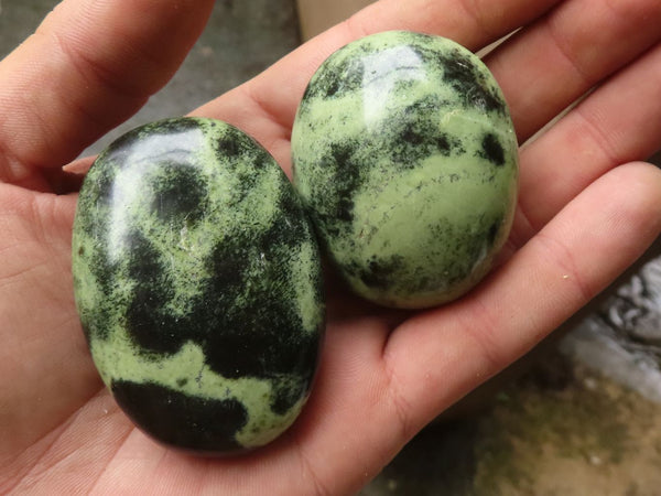 Polished Spotted Leopardstone Gallets x 12 From Zimbabwe - TopRock