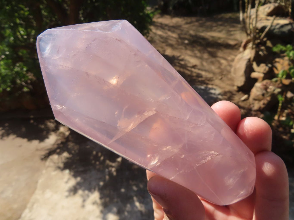 Polished Pink Rose Quartz Points & Standing Free Form x 3 From Antsirabe, Madagascar - Toprock Gemstones and Minerals 