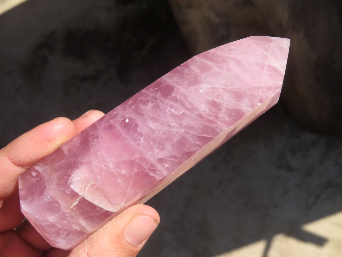 Polished Pink Rose Quartz Points & Standing Free Form x 3 From Antsirabe, Madagascar - Toprock Gemstones and Minerals 