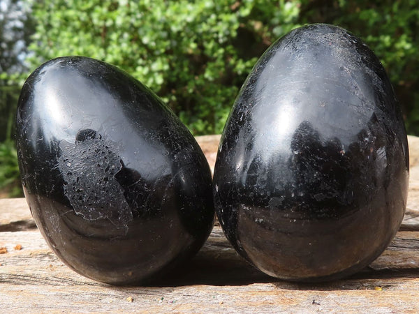 Polished Schorl Black Tourmaline Eggs  x 6 From Madagascar - TopRock