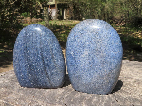 Polished Blue Lazulite Standing Free Forms  x 2 From Madagascar - TopRock