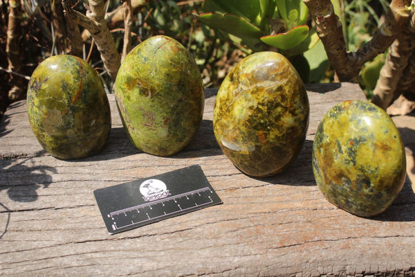 Polished Green Opal Standing Free Forms  x 4 From Antsirabe, Madagascar - TopRock