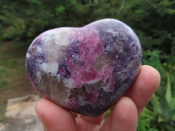 Polished Lepidolite Crystal Hearts x 6 From Madagascar - TopRock