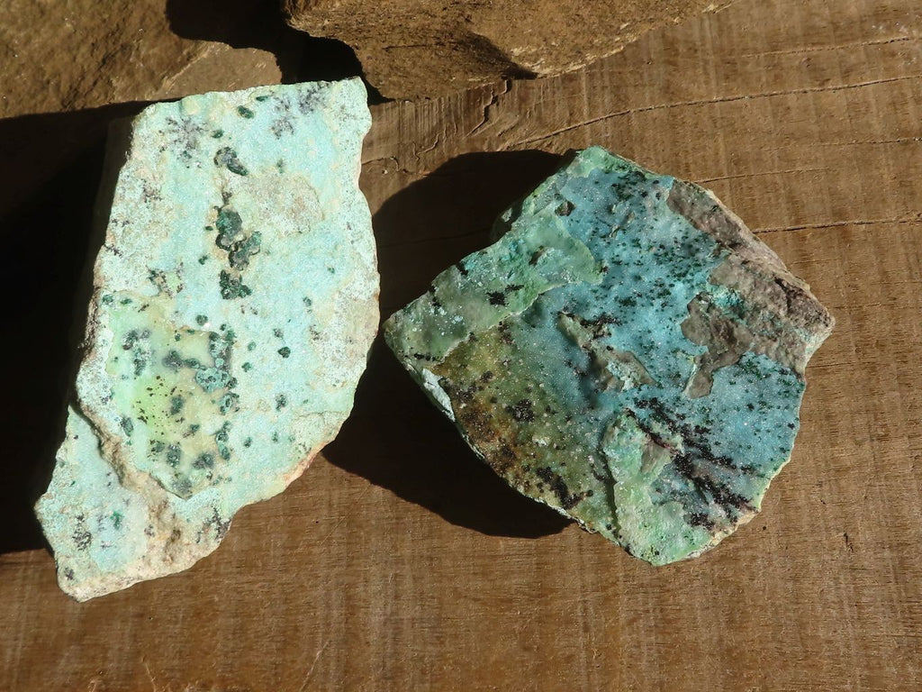 Natural Drusy Chrysocolla & Malachite Dolomite Specimens x 4 From Congo - Toprock Gemstones and Minerals 