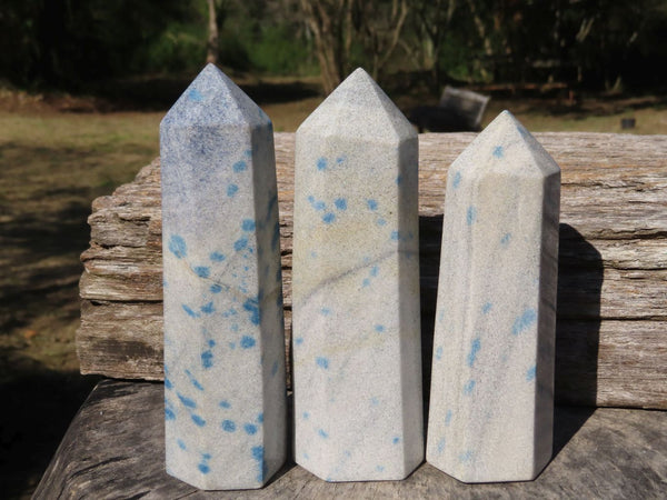 Polished Blue Spotted Spinel Dalmatian Stone Towers x 3 From Madagascar - TopRock