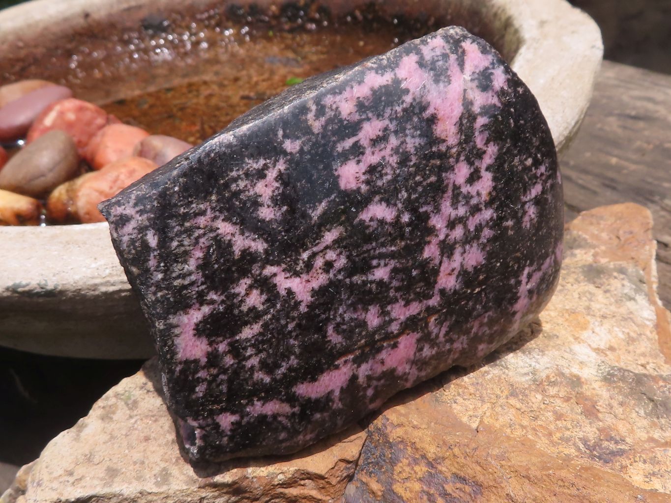 Polished One Side Polished Rhodonite Free Forms  x 4 From Madagascar - TopRock
