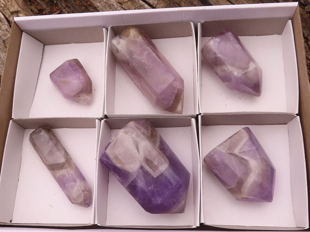 Polished Gemmy Smokey Dream Amethyst Points  x 6 From Madagascar - TopRock