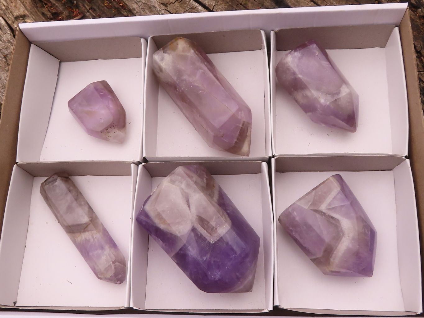 Polished Gemmy Smokey Dream Amethyst Points  x 6 From Madagascar - TopRock