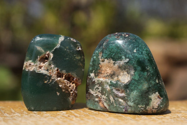 Polished Rare Green Chrysoprase / Chrome Chalcedony Palm Stones x 20 From Zimbabwe - TopRock