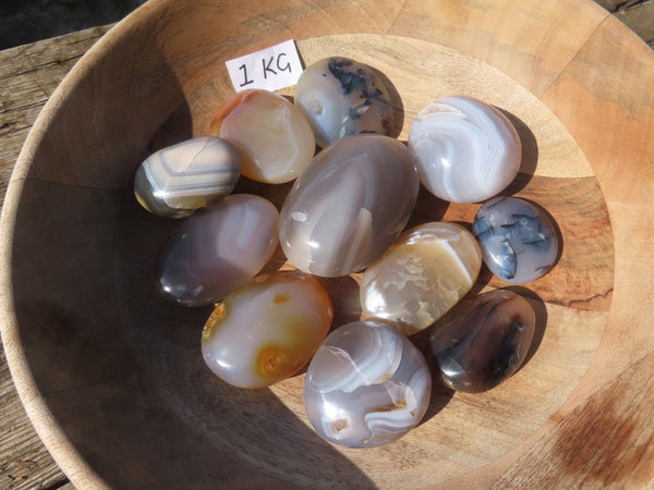 Polished Banded, Dendritic, Orange Agate Gallets / Palm Stones - sold per Kg - From Madagascar - TopRock