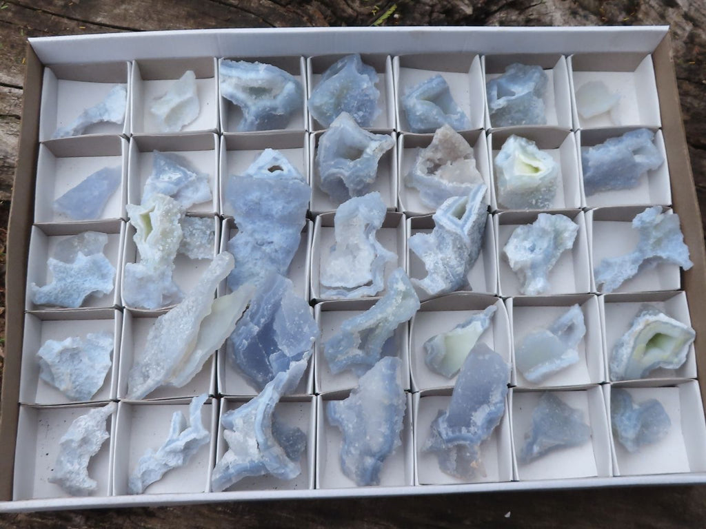 Natural Etched Blue Chalcedony Specimens  x 35 From Malawi - TopRock