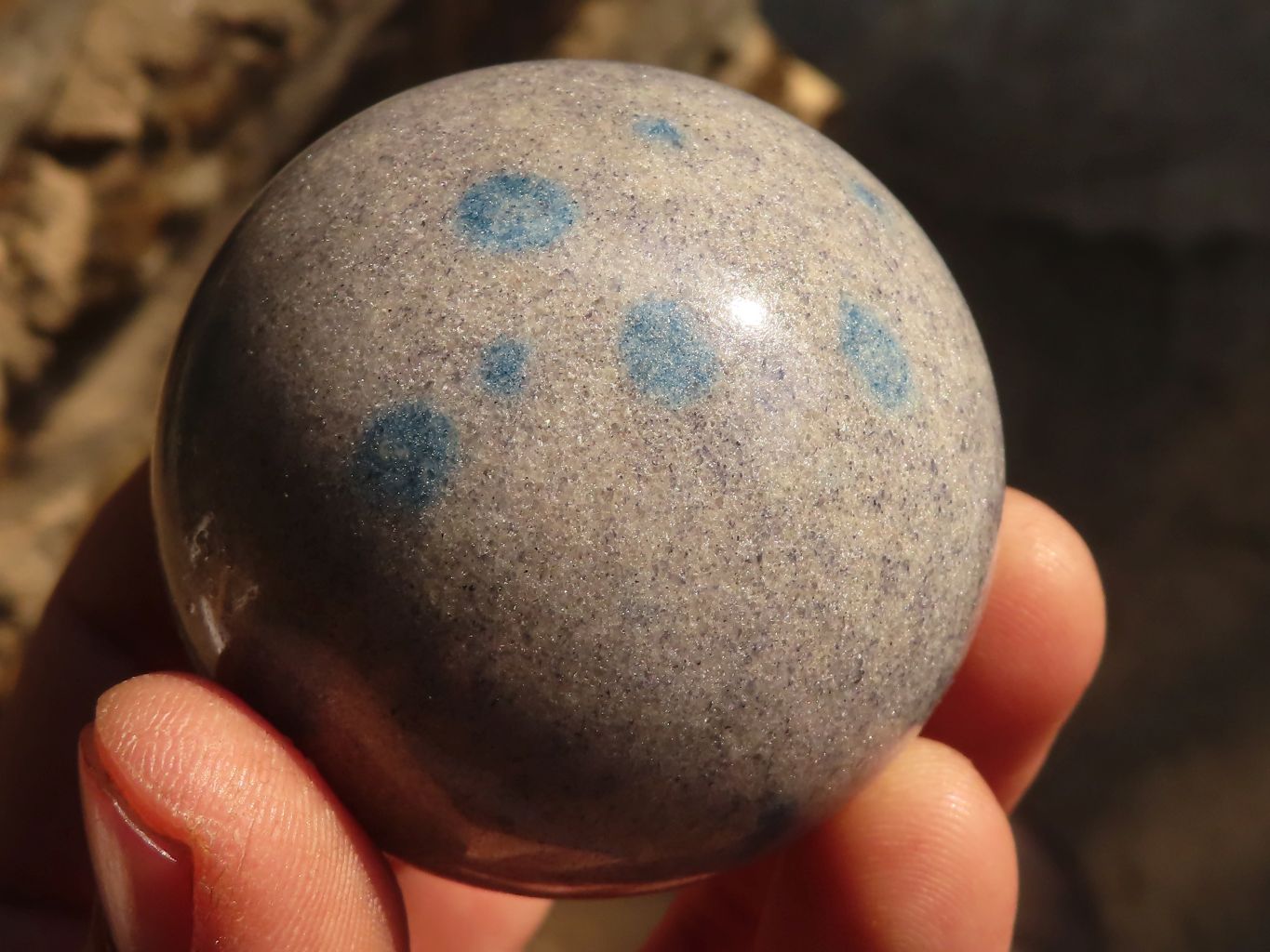 Polished Blue Spotted Spinel Quartz Spheres x 8 From Madagascar - Toprock Gemstones and Minerals 