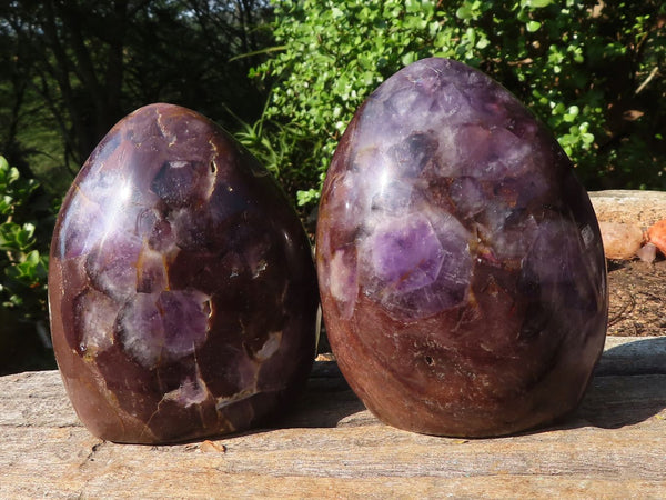 Polished Gemmy Amethyst In Matrix Standing Free Forms  x 2 From Madagascar - Toprock Gemstones and Minerals 