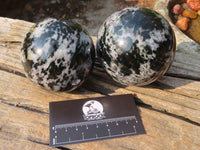Polished Merlinite Gabbro Spheres  x 2 From Madagascar - Toprock Gemstones and Minerals 
