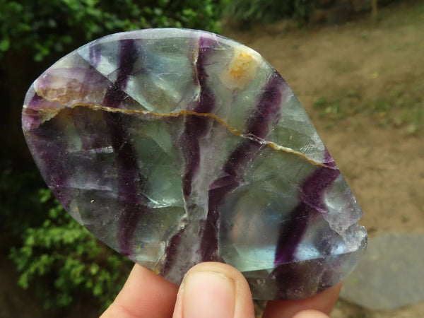 Polished Semi Translucent Watermelon Fluorite Palm Stones  x 6 From Uis, Namibia - TopRock