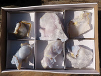 Natural Etched Blue Chalcedony Specimens  x 12 From Nsanje, Malawi - Toprock Gemstones and Minerals 