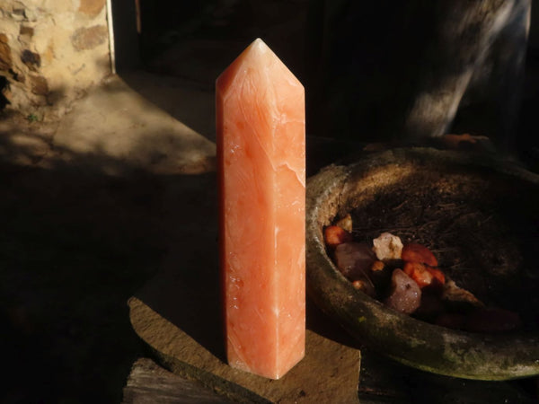 Polished Large Orange Twist Calcite Point  x 1 From Madagascar - Toprock Gemstones and Minerals 