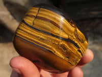 Polished Golden Tigers Eye Free Forms x 5 From Prieska, Northern Cape