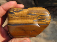 Polished Golden Tigers Eye Free Forms x 5 From Prieska, Northern Cape