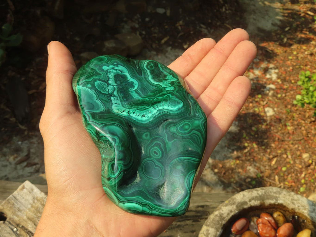 Polished Malachite Free Forms x 3 From Kolwezi, Congo - Toprock Gemstones and Minerals 