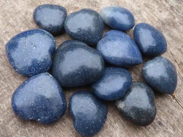 Polished Mini Jewellery Sized Lazulite Hearts  - Sold per 12 pc - From Tulear, Madagascar - TopRock