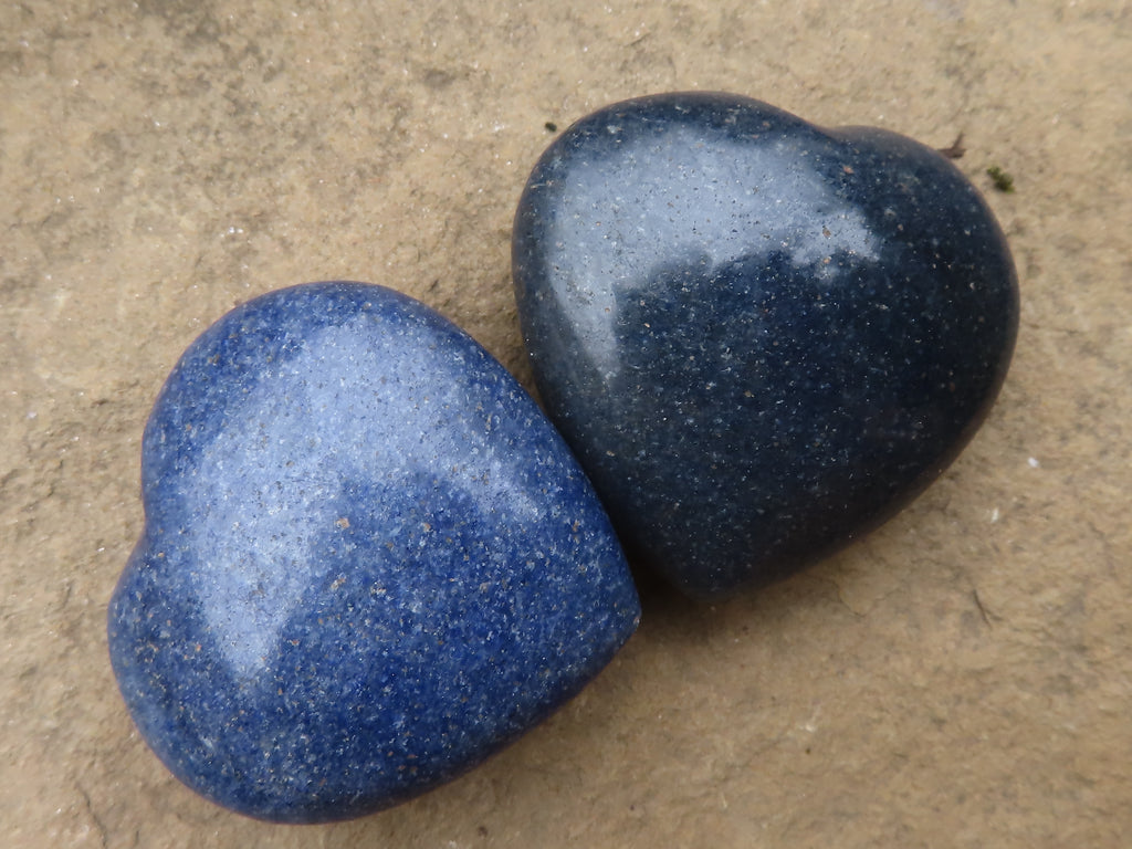 Polished Mini Jewellery Sized Lazulite Hearts  - Sold per 12 pc - From Tulear, Madagascar - TopRock