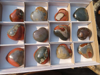 Polished Polychrome Jasper Hearts  x 12 From Madagascar